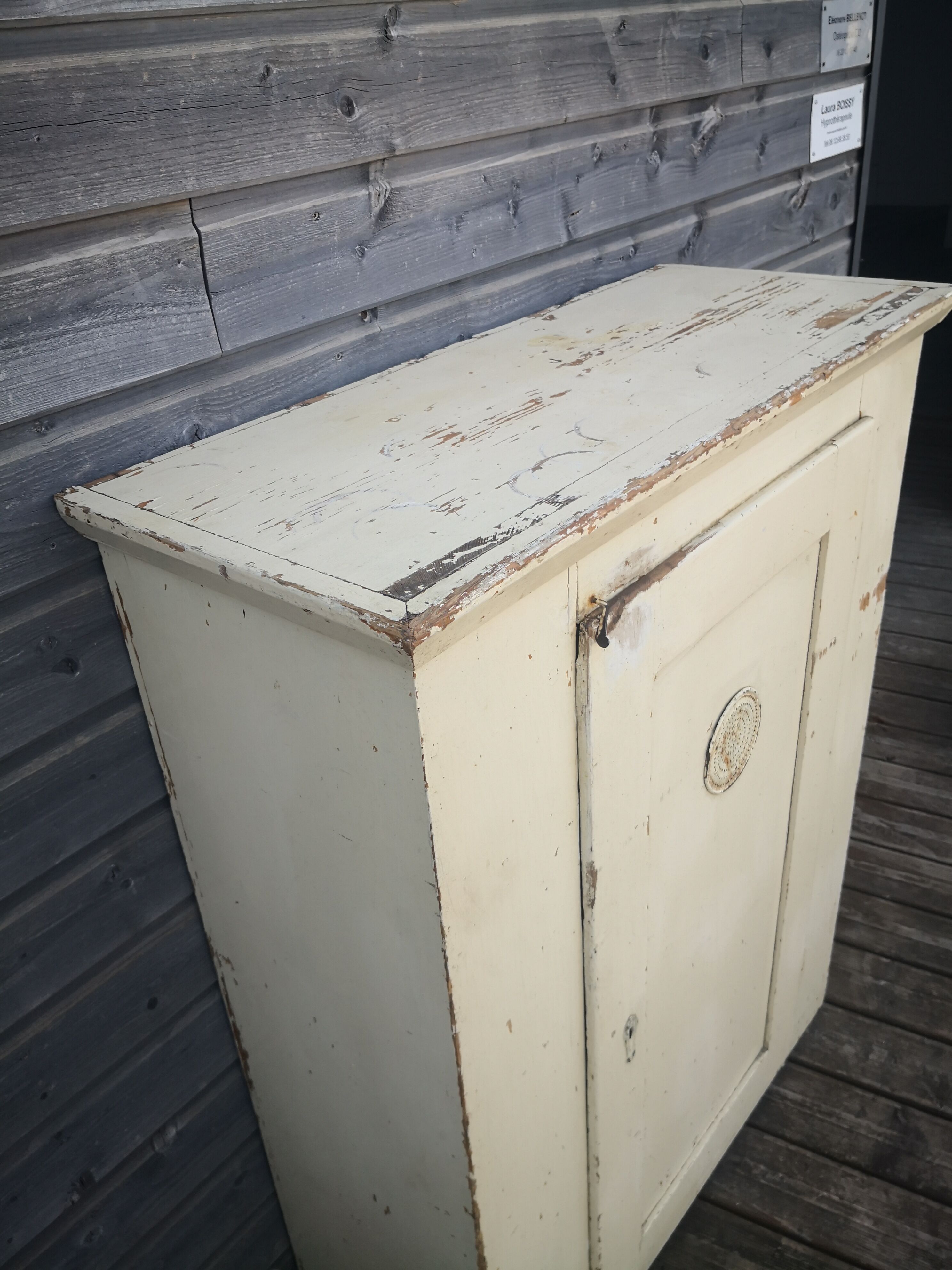 Vintage wooden pantry, old kitchen furniture