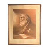 Red chalk portrait of an old man praying, signed and dated 20th century