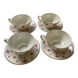 4 porcelain cups and saucers