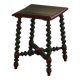 Vintage Scandinavian Stool Painted in Dark Green and Dark Red Wood, Folk Style, 1940s