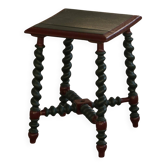 Tabouret Scandinave Vintage Peint en Bois Vert Foncé et Rouge Foncé, Style Folk, Années 1940