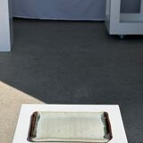 Trio of small rectangular serving dishes white and black Indonesian ceramic 21x16