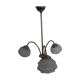 Suspension with 3 brass lights and a white glass globe from the 1950s-1960s.