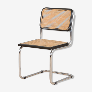 Vintage black cesca cane chair model b32 by m. breuer
