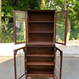 English display case with 2 wooden bodies