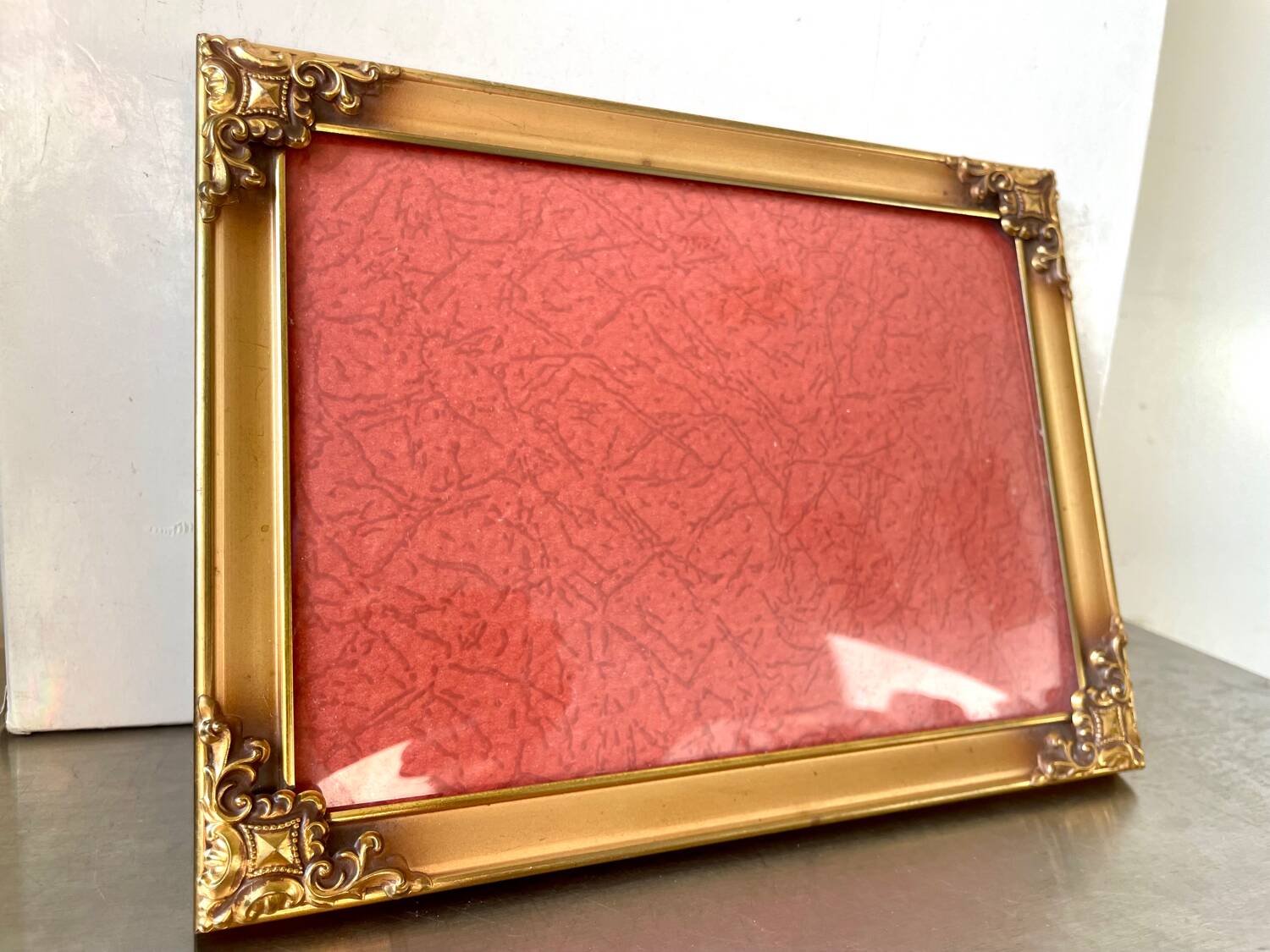 Vintage Metal Picture Frame 23 cm x 17 cm CONVEX glass