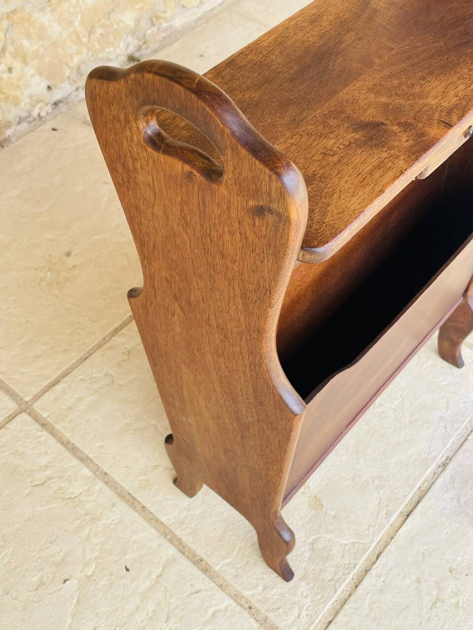 Vintage side table with magazine rack, 1960s