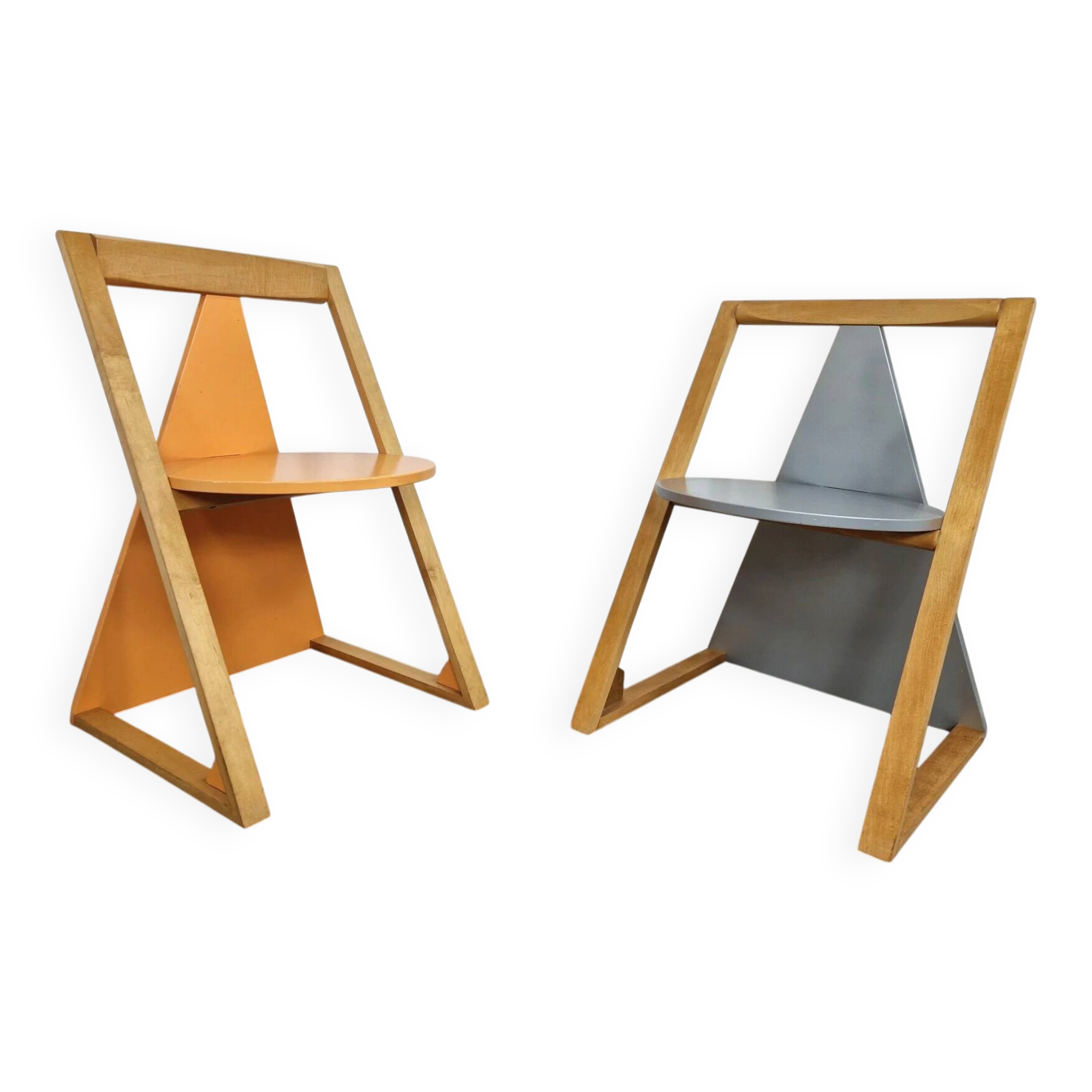 Pair of Memphis style postmodern chairs | 1980s