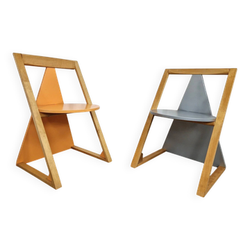 Paire de chaises postmodernes de style Memphis | Années 1980