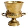 Vintage brass cache-pot on a stand with handles, classic decor.