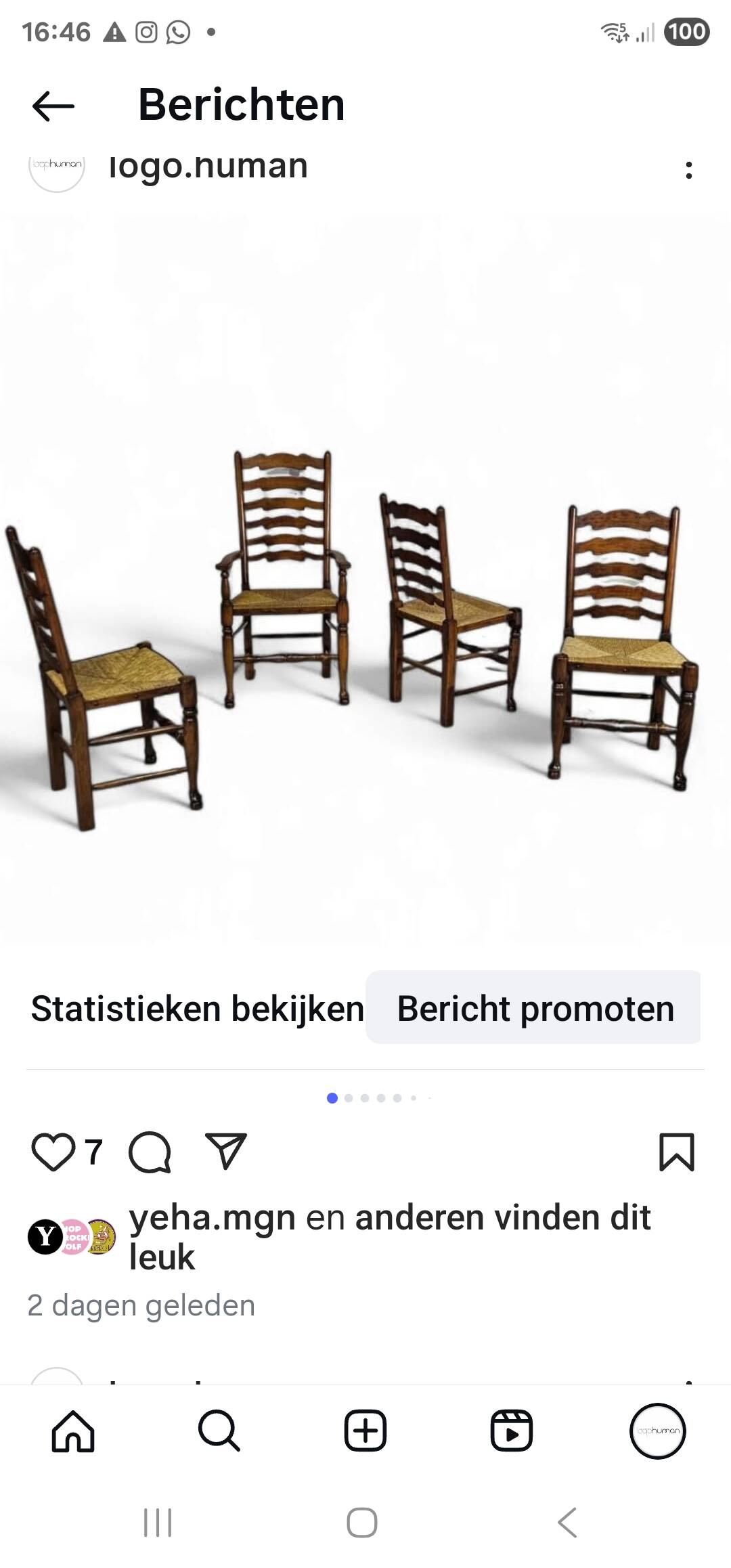 4 x ladder back chairs / 1 x armresrs /with rush sests