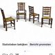 4 chaises à dossier échelle / 1 accoudoir / avec coussins en jonc