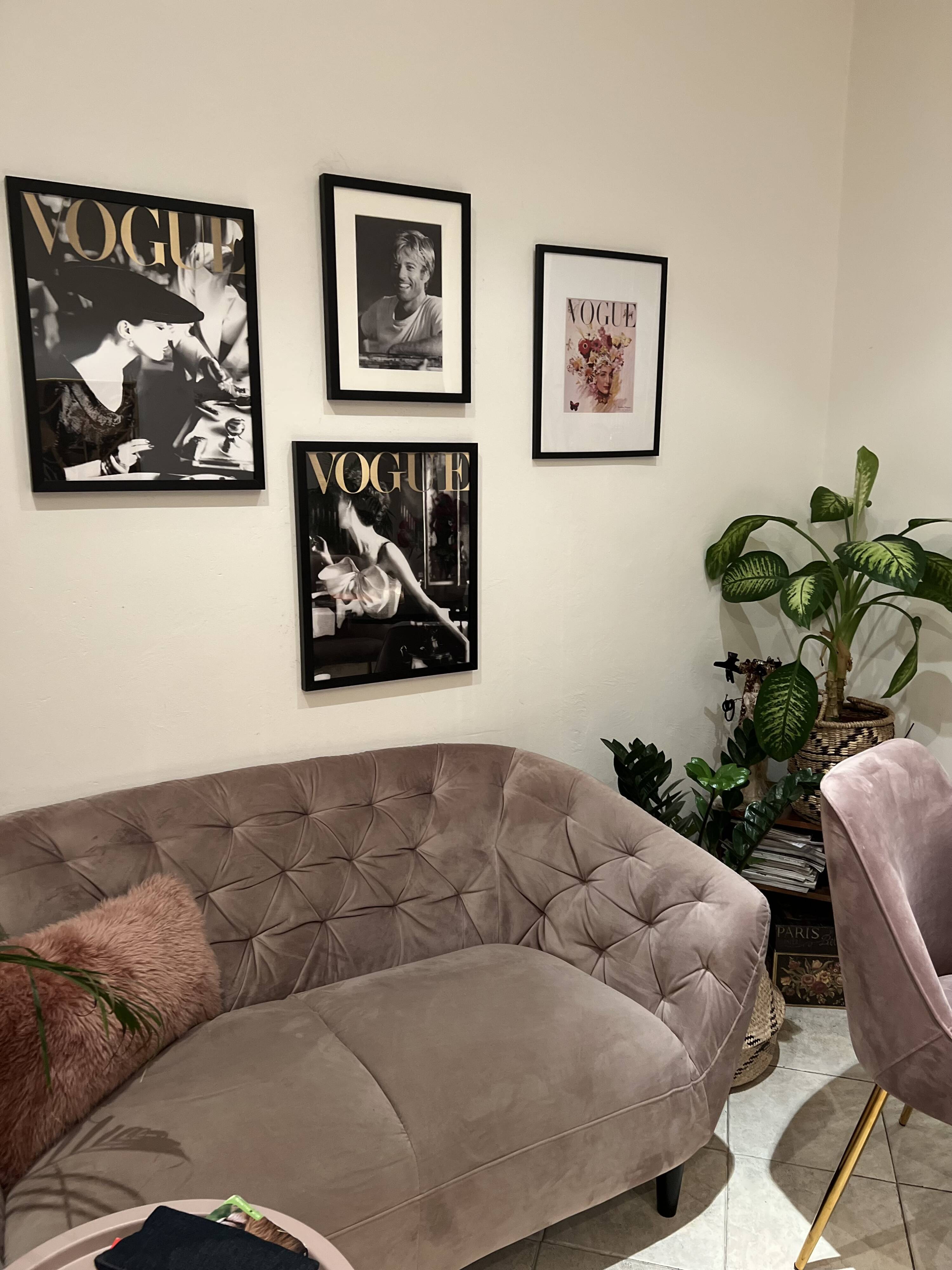 Vintage rose purple velvet sofa