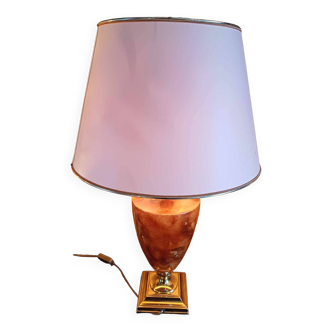 Large golden brown desk lamp by maison le dauphin 70s seventies 68 high diameter 42