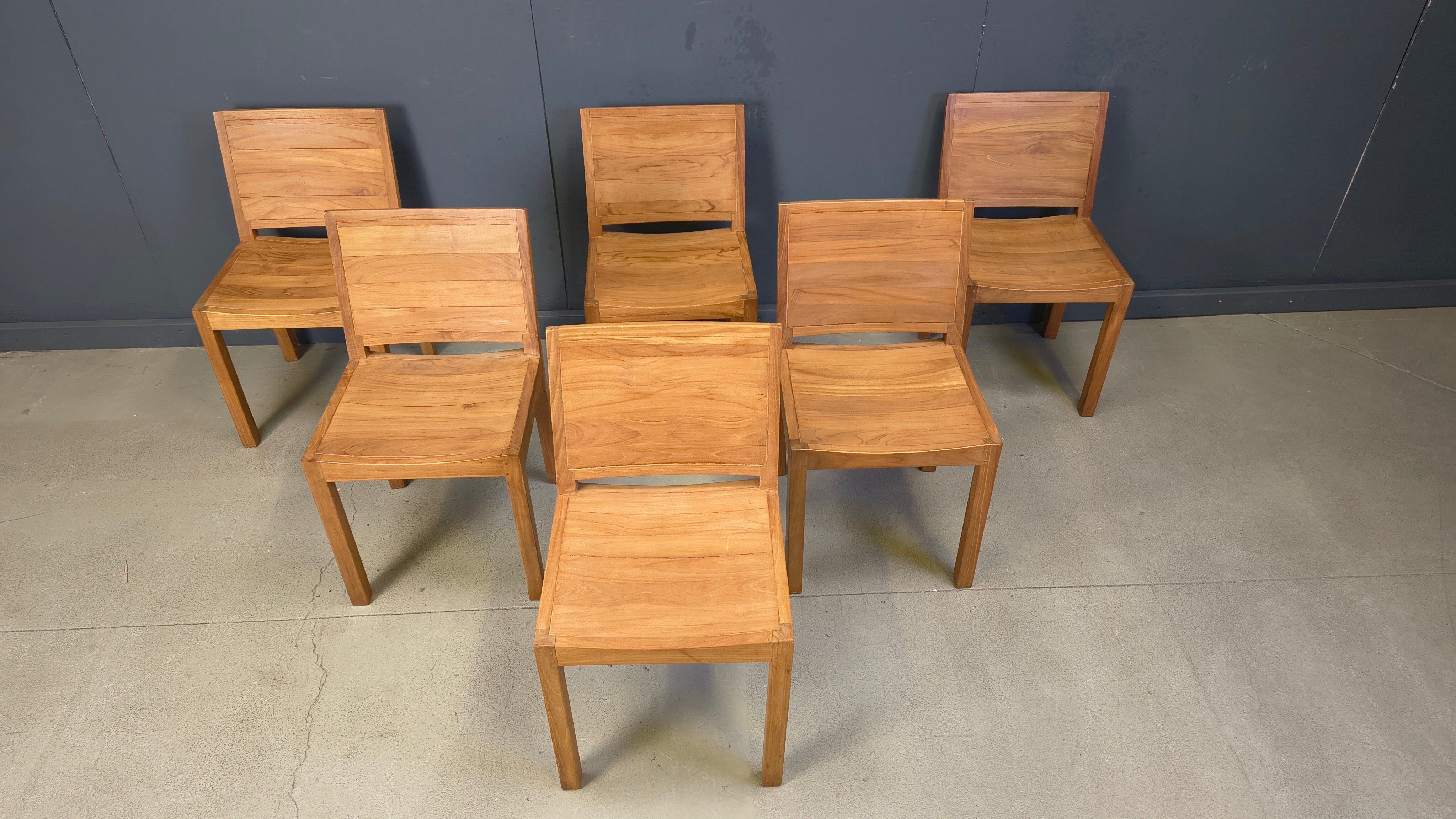 Vintage teak dining chairs set of 6 - 1980s