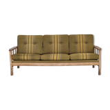 1970s, Danish 3-seater sofa, furniture wool, solid oak wood.