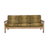1970s, Danish 3-seater sofa, furniture wool, solid oak wood.