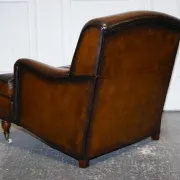 Set of Hand-Dyed Leather Cigar Chairs