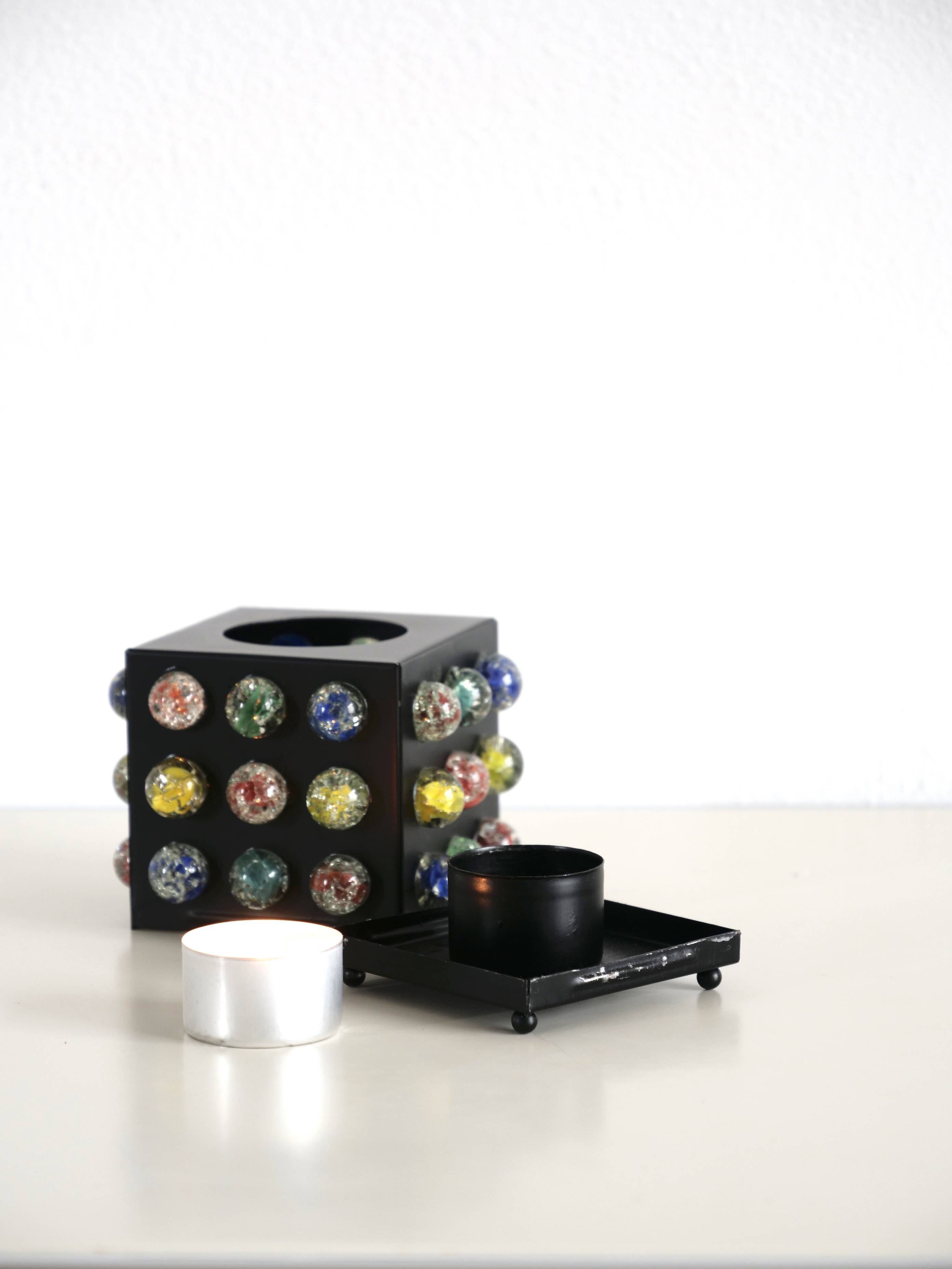 Japanese tealight holder of colored glass beads