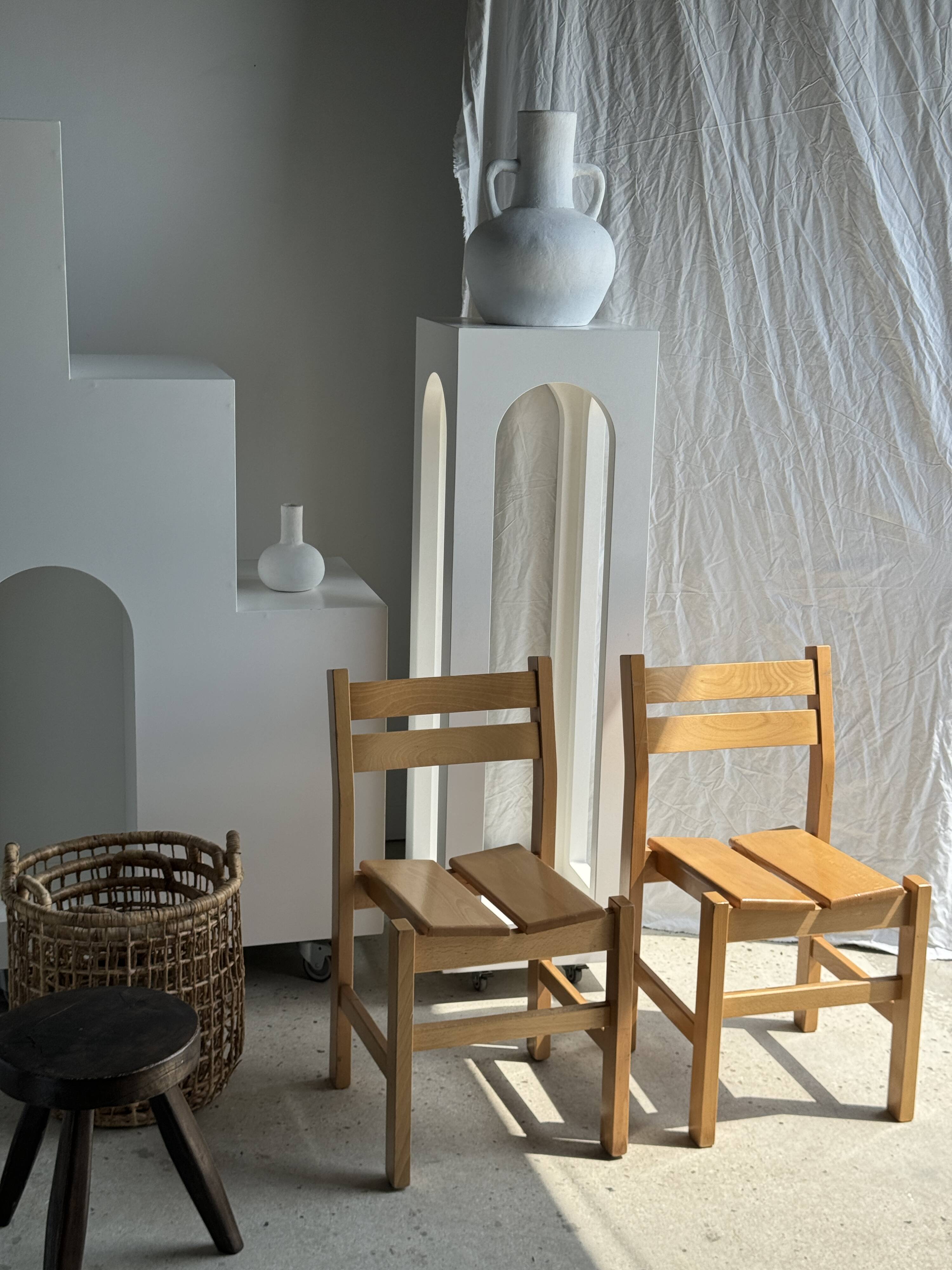 Vintage pine chair, old ski resort furniture