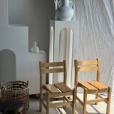 Chaise en pin vintage, ancien mobilier de station de ski
