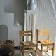 Vintage pine chair, old ski resort furniture