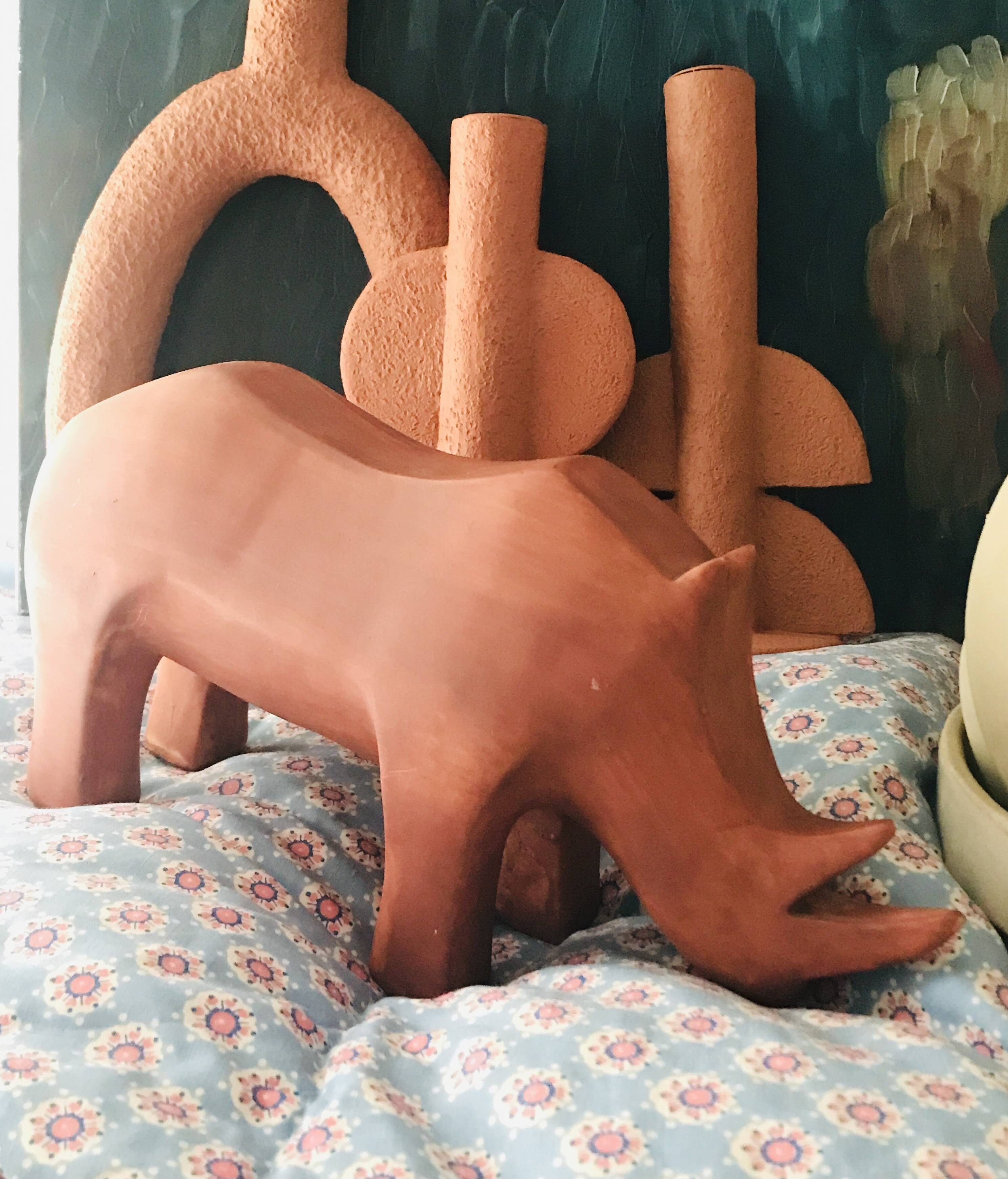 Rhinoceros terracotta resin