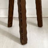 Tripod brutalist solid wood foot stool