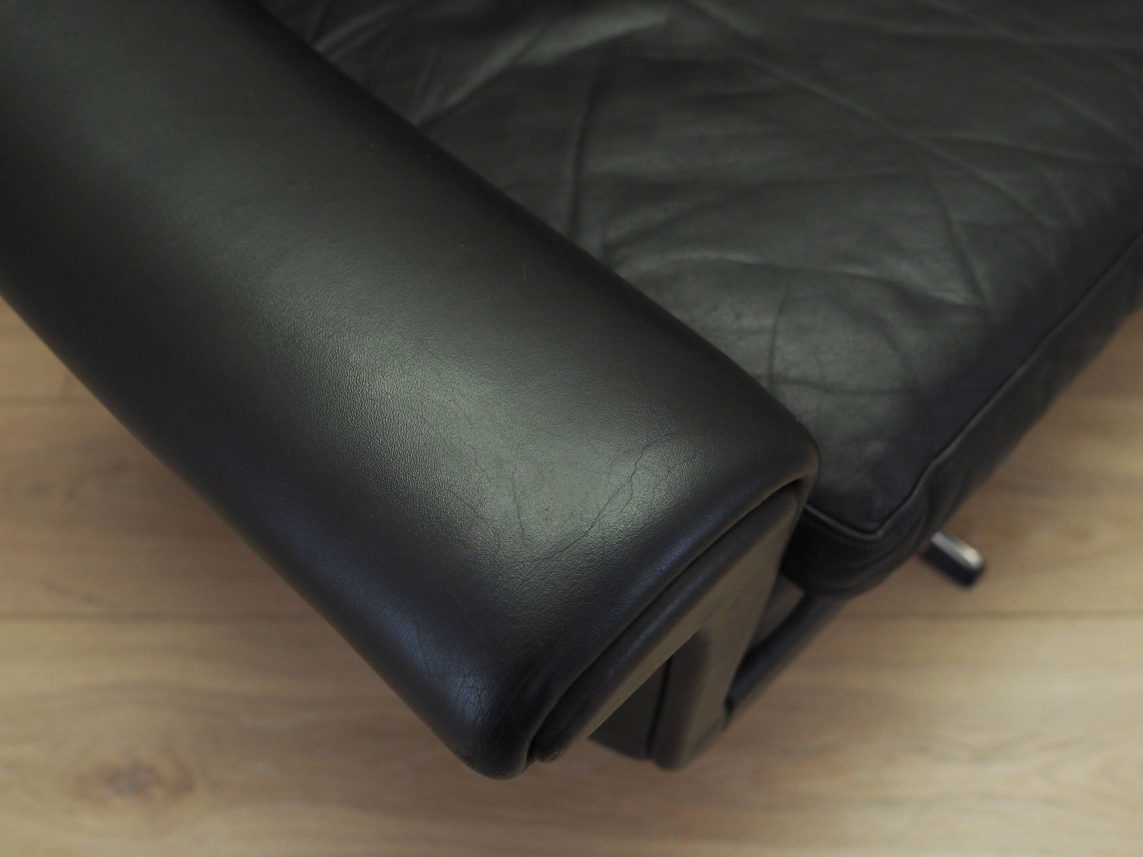 Black leather sofa, Danish design, 1960s, manufacturer: Eran Møbler, design