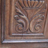 Henri II style double body in worked oak, original leaded stained glass windows