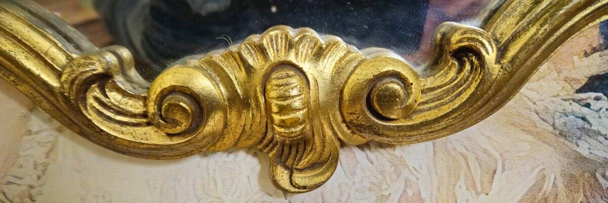 Antique gilded wooden mirror – rococo style / Louis XV / early 20th century