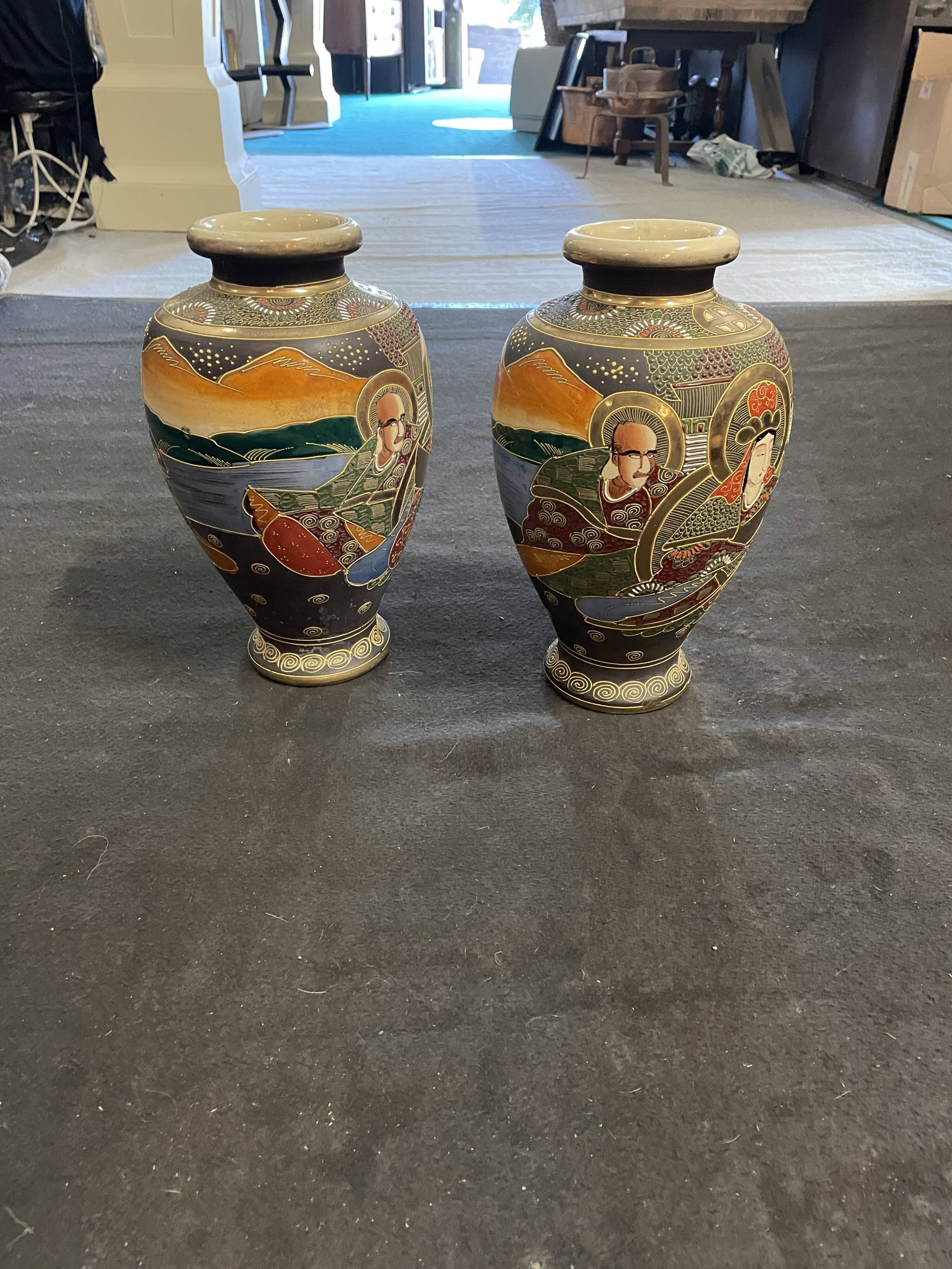 Pair of Satsuma vases