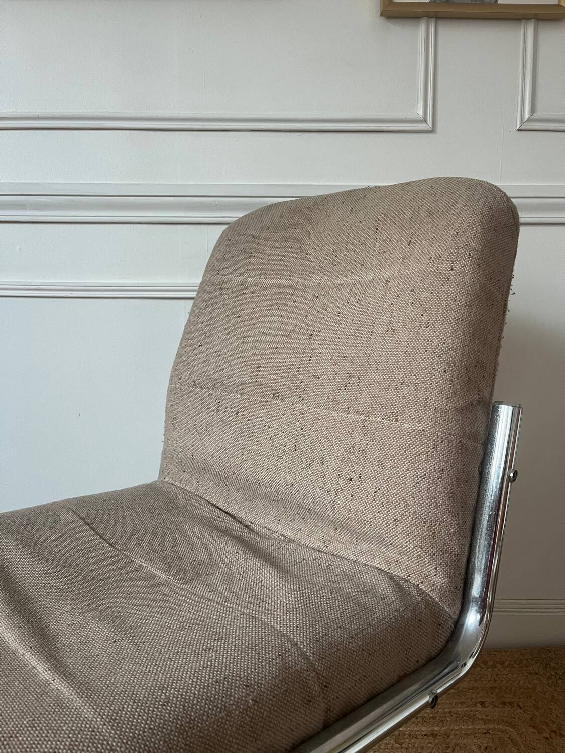Armchair, chrome and fabric chair, 1970