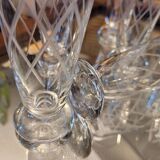 8 flutes in chiseled glass 60's