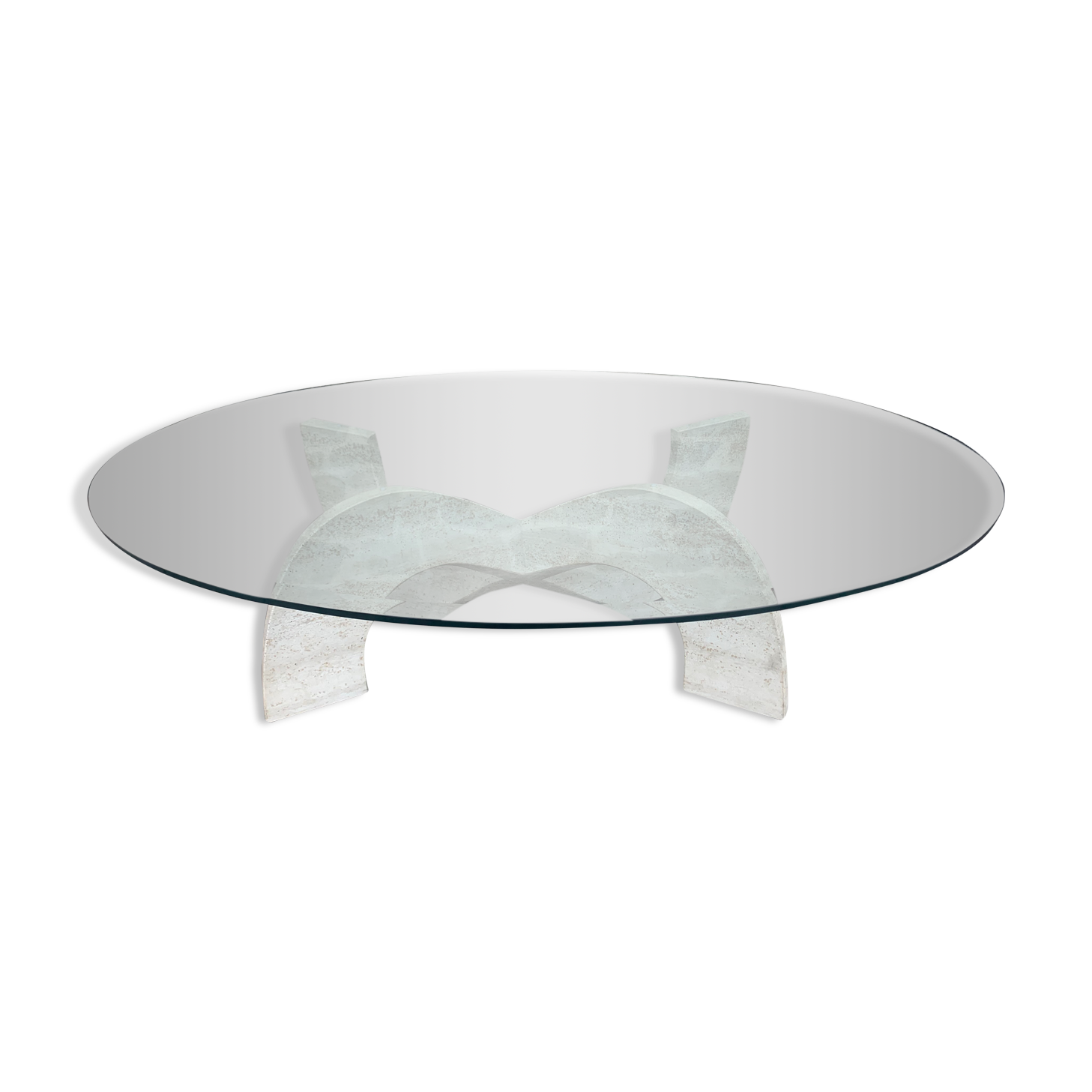 Trendy coffee table in glass and travertine