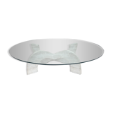 Trendy coffee table in glass and travertine