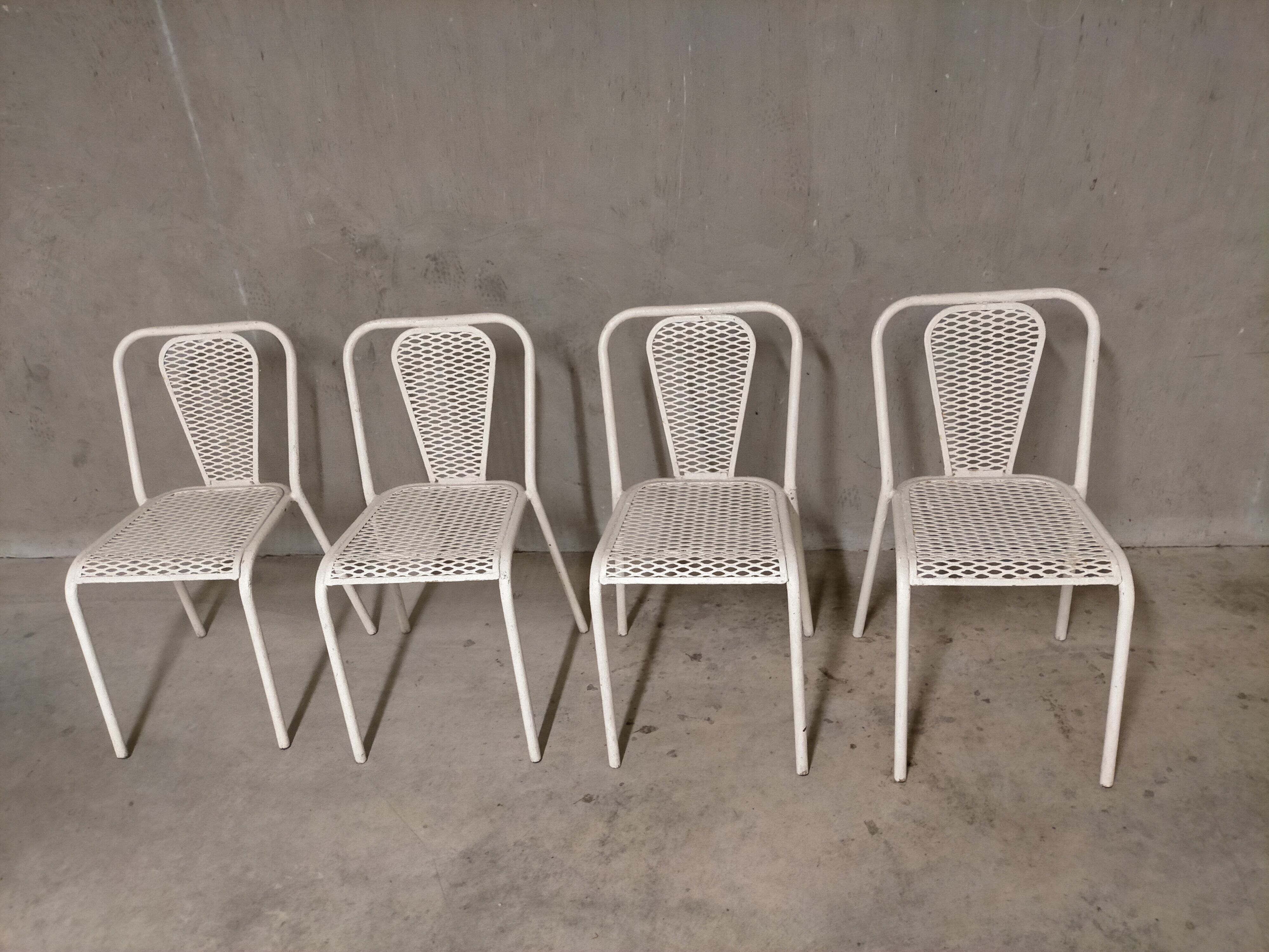 René Malaval vintage perforated metal garden furniture Seducta 1950s