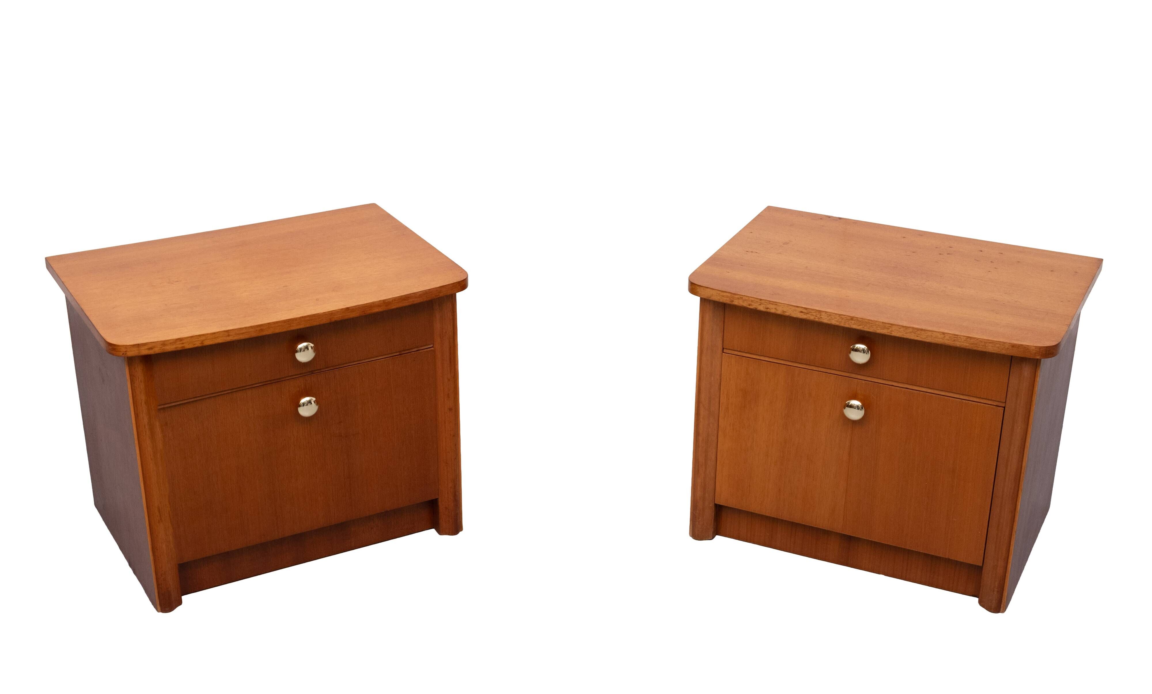 Set Art Deco nightstands Nutwood 1930s Holland