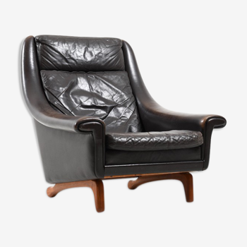 Danish Leather Highback Lounge Chair by Aage Christiansen Diplomat Series