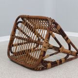 Vintage rattan magazine rack F.lli Castano 1950s