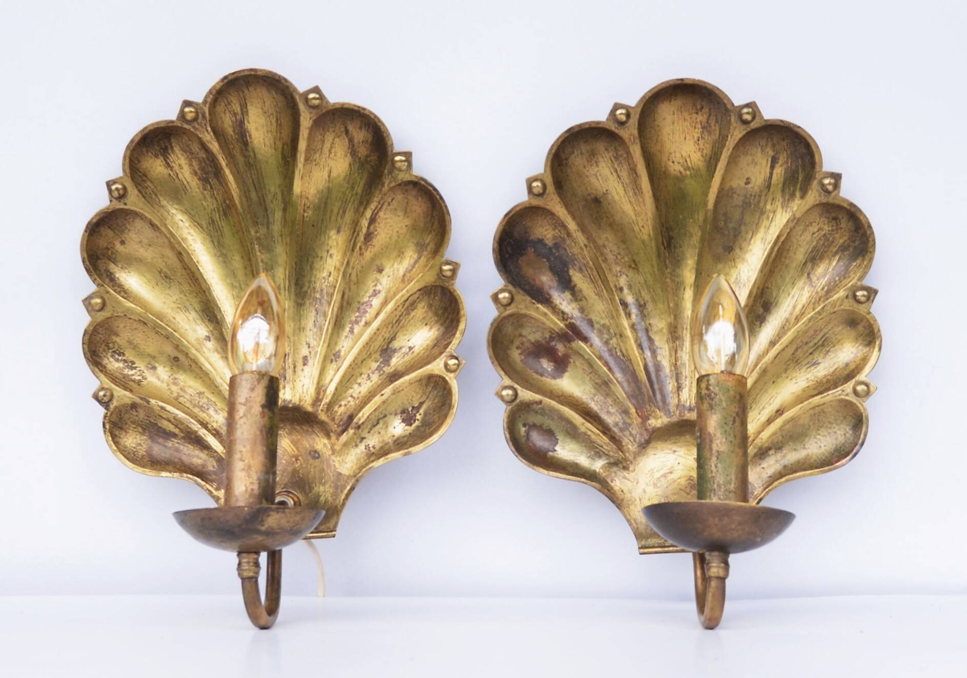 Appliques murales suédoises conçues par a.W. Borgh, coquillages de Jonkoping, Scandinavie