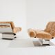 Pair of steel and Mohair velvet armchairs by François Monnet 1970