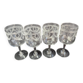 4 verres à eau Art nouveau en cristal guilloché