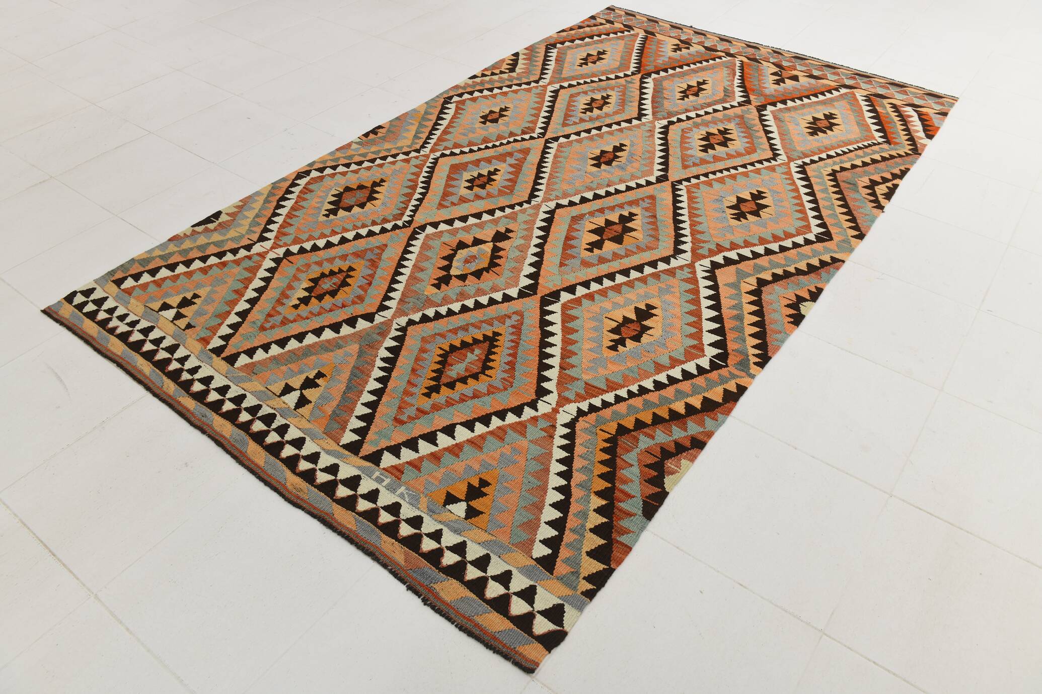 176x300Cm Faded Somon Turkish Kilim Rug, 6x10 Living Room Rug,