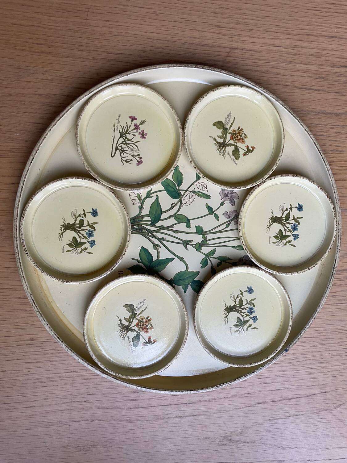 Vintage tray and under glass