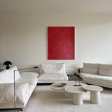 Abstract textured blood red on frame 100x81cm