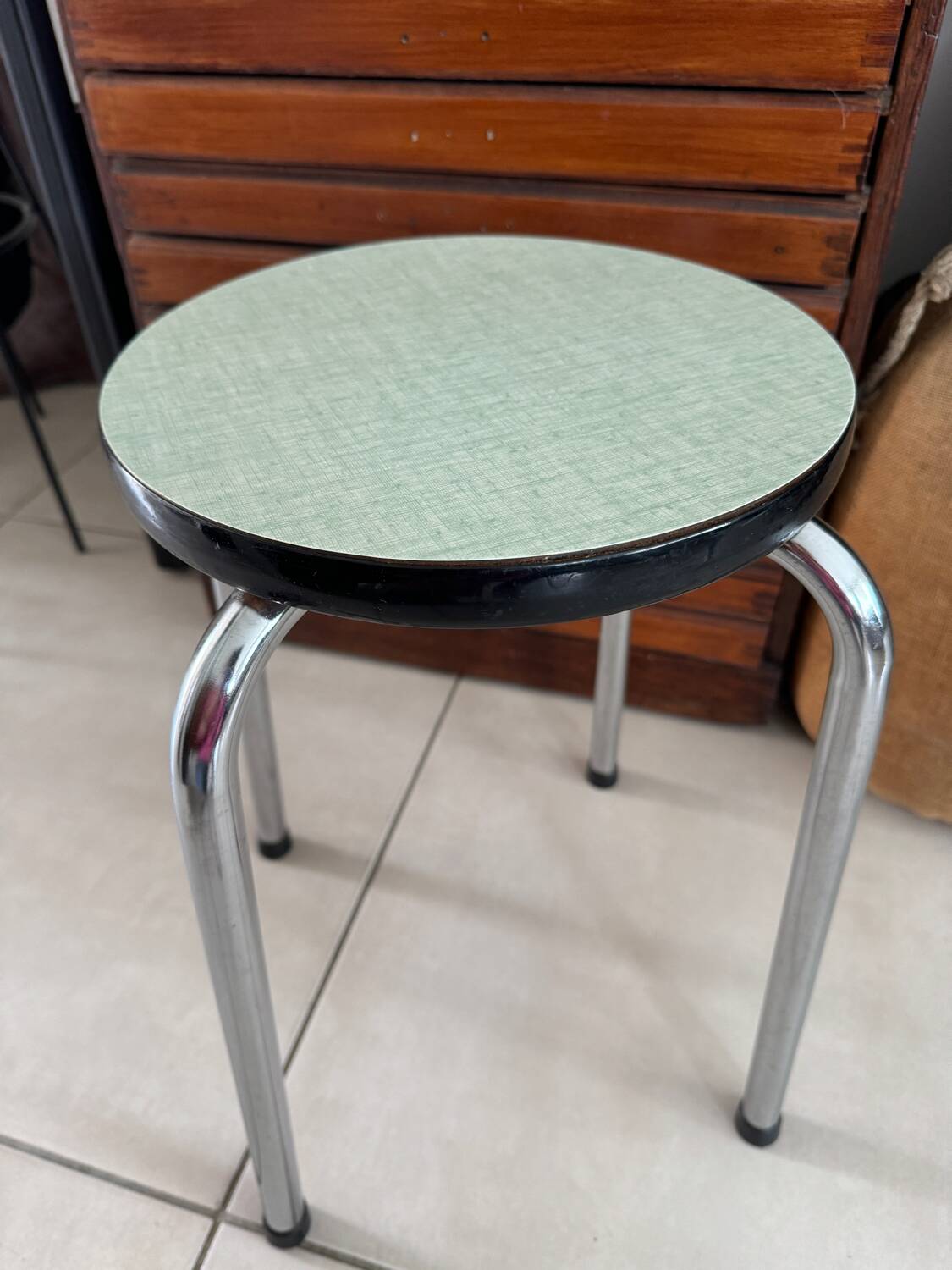 Green formica stool