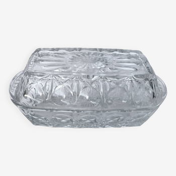 Henkel molded glass butter dish made in France