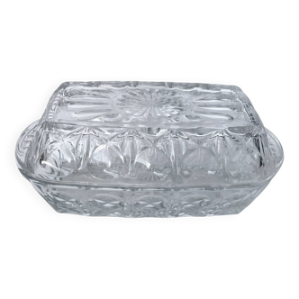Henkel molded glass butter dish made in France