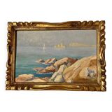Oil on canvas representing a navy signed e.monza